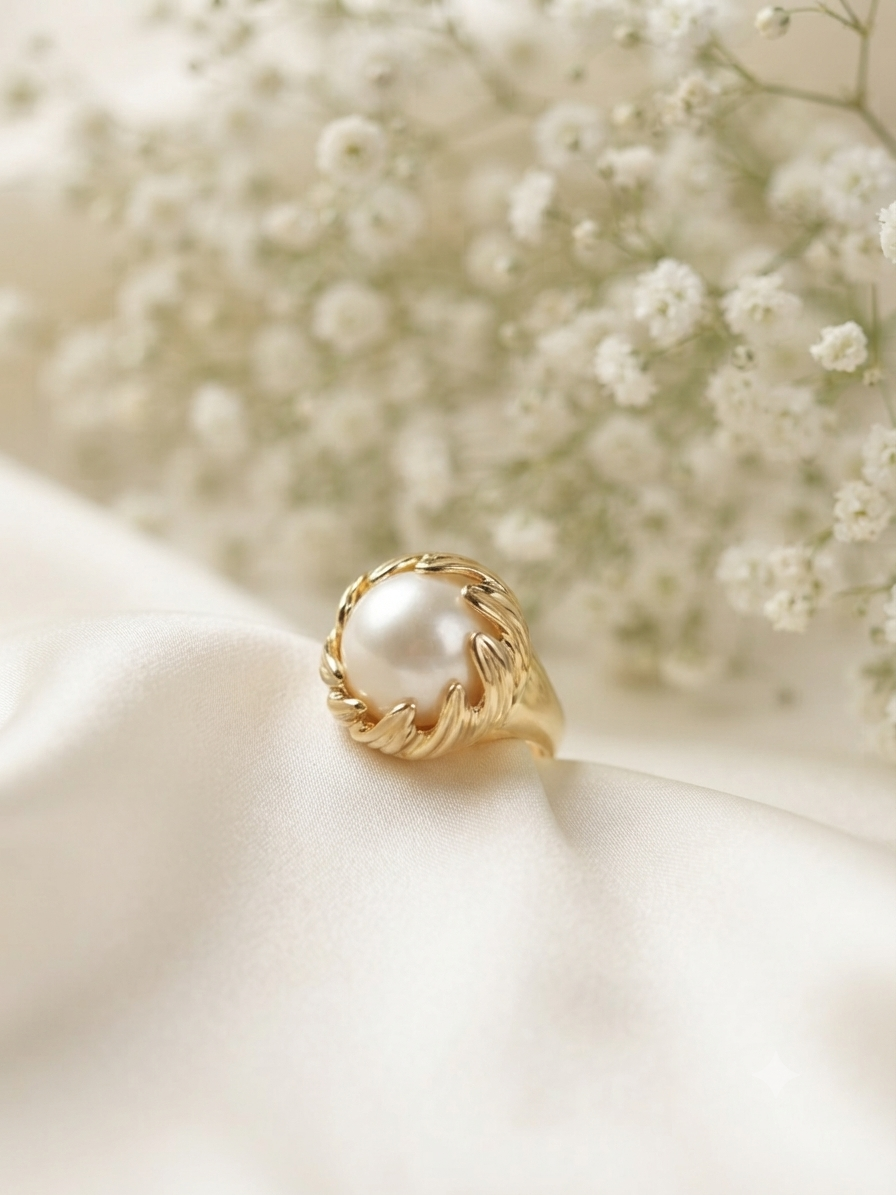 Imperial Lustrous Pearl Golden Ring