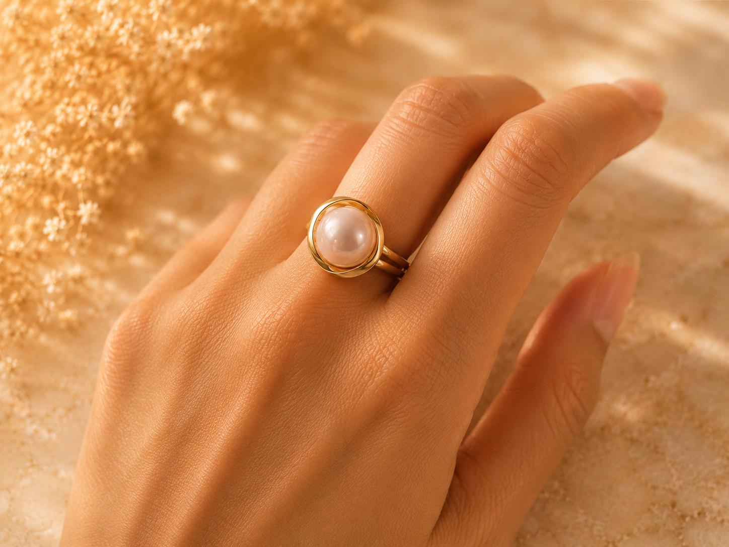 Royale Rose Pearl Golden Ring