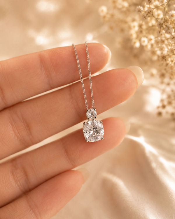 Royal Radiance Silver Chain Diamond Pendant