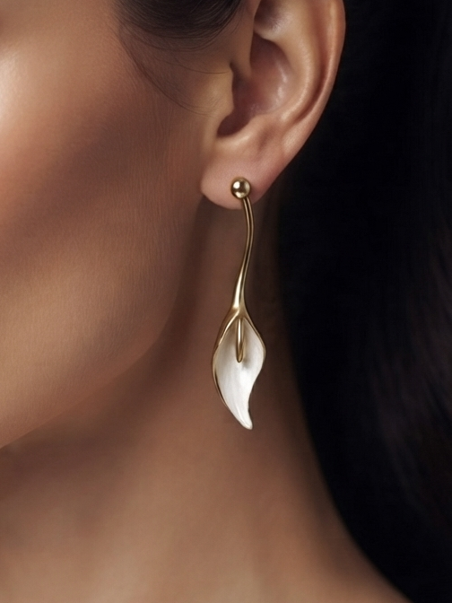 Golden Lilly Petal Drops Earrings