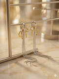 Elara Dual Tone Bow Shape Drop Chain Earrings