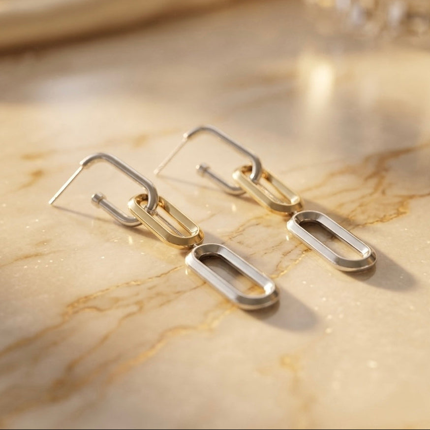 Titania Dual Tone Link Chain Earings