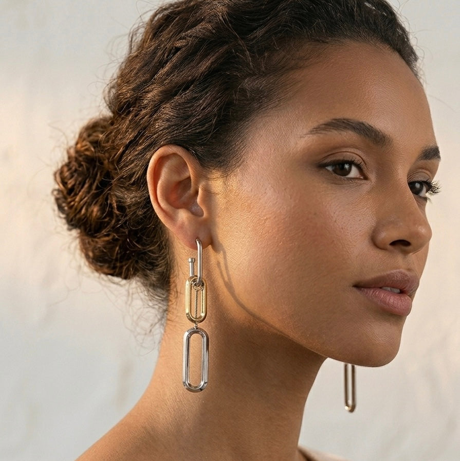 Titania Dual Tone Link Chain Earings