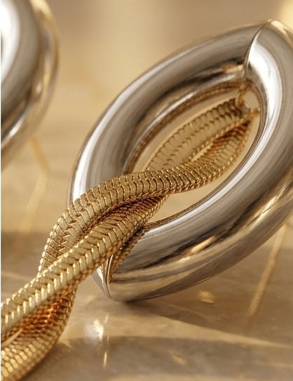 Callisto Dual Tone Drop Chain Earrings