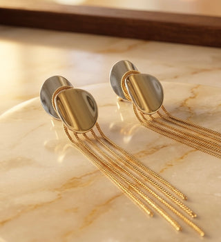 Europa Dual Tone Drop Chain Earrings